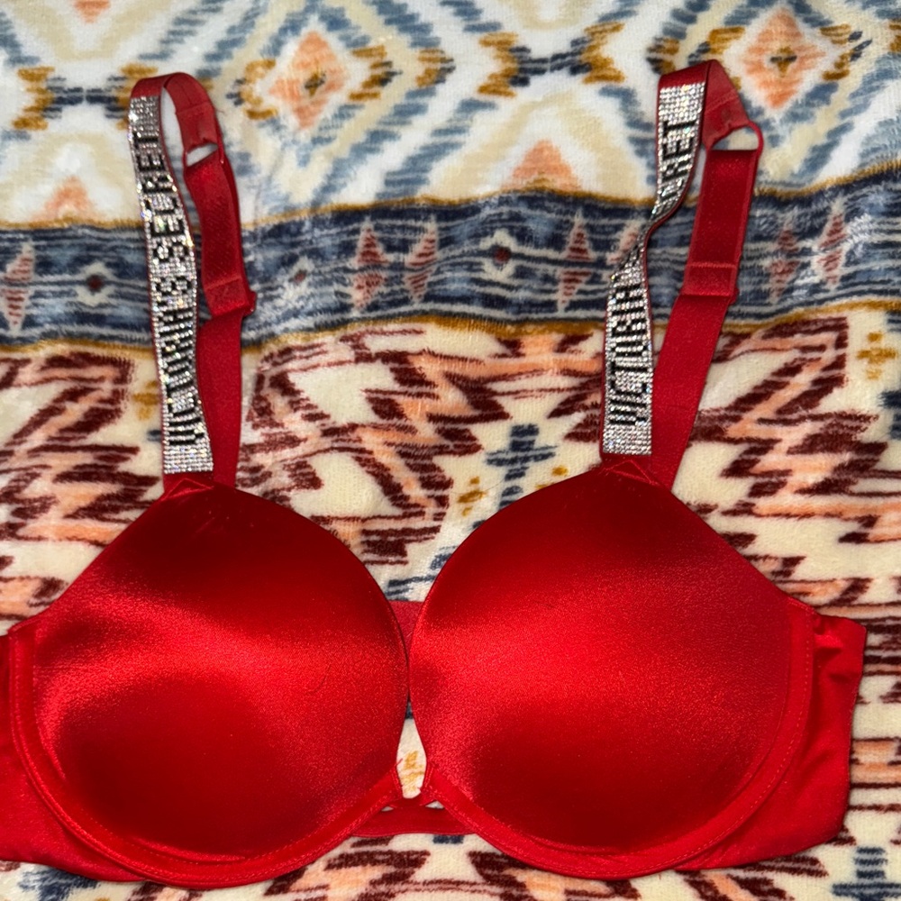Victoria's Secret Scarlet Bra with Glitter Straps